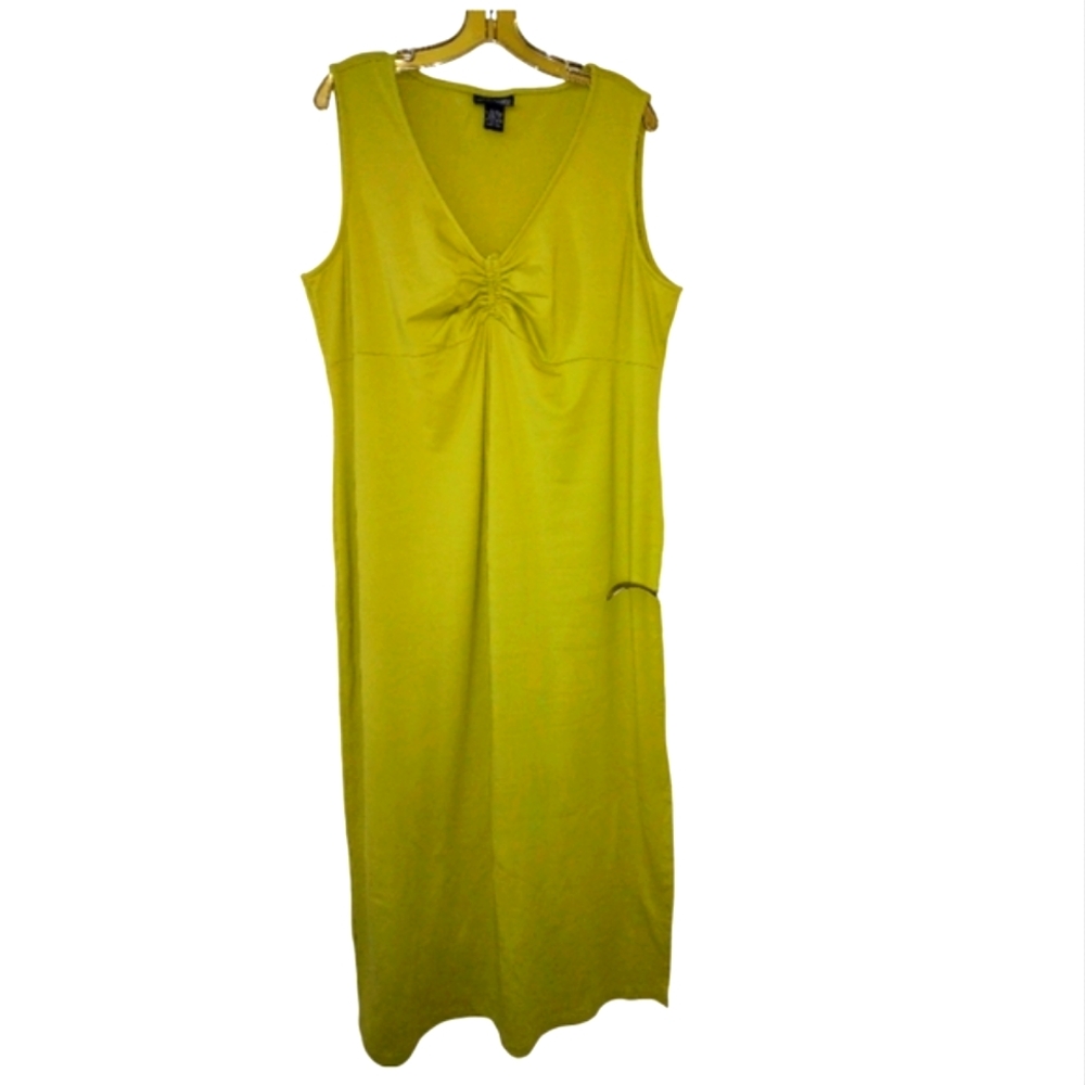 Vintage Y2K Lane Bryant Venezia Jeans Green Sleeveless Cinch Neck Dress Sz 18/20
